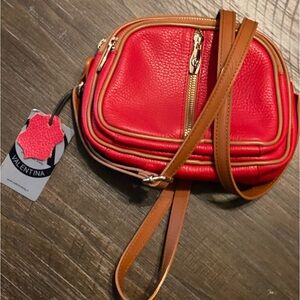 Authentic NWT Valentina red crossbody